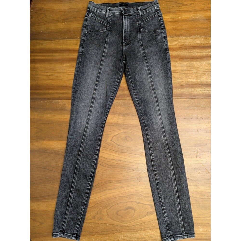 MOTHER The Seamed Swooner Skimp Jeans 27 Train Stops Black/Gray High Rise Skinny